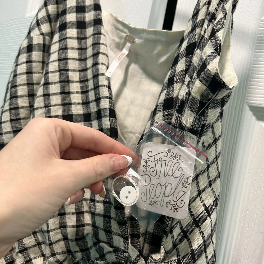 Free People Black Plaid Faux Wrap dress - Picture 6 of 6